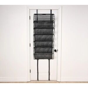 Pop-It Over the Door Hanging 7-Tier Mesh Shelf Shoe Rack Organizer Storage Black
